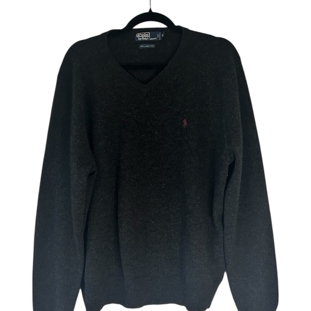 Polo by Ralph Lauren Lambswool Men's V-Neck Sweater in Dark Gray. XL